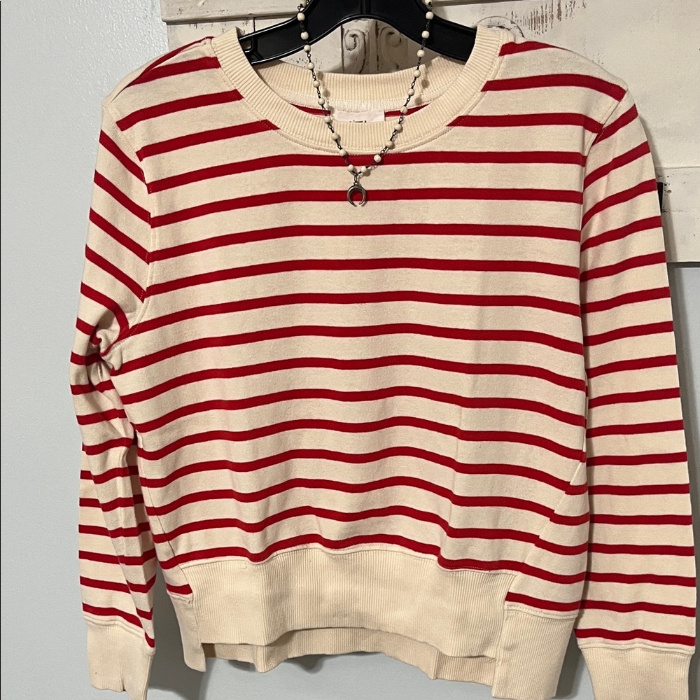 Striped Red and Cream Women's Top